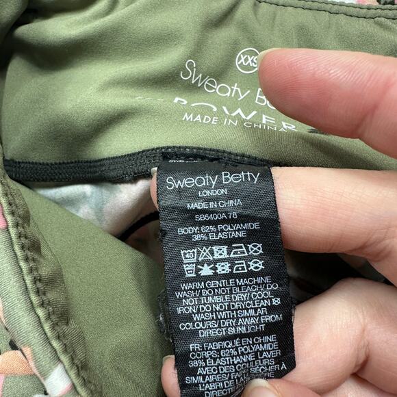 Sweaty Betty XXS Power 7/8 Leggings Camo Pink Olive Print Mid Rise Workout Pants - Picture 10 of 15